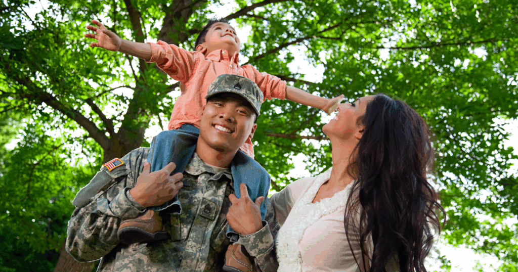 Military family smiling, can you switch orthodontists mid treatment, Wiewiora & Dunn Orthodontics