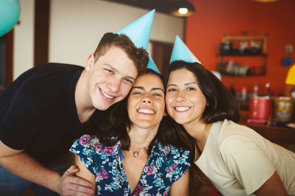 Three friends celebrating the New Years